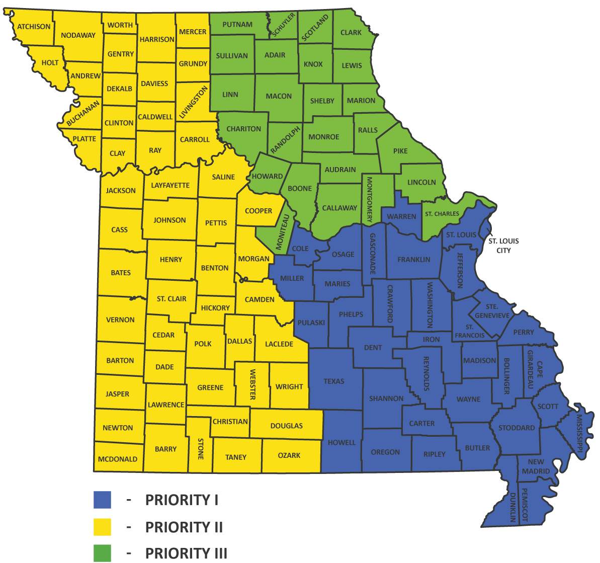 map of missouri counties that are eligible for CRCL grant